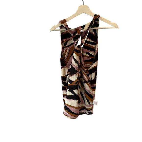 Veronica M Halter Top Zebra Stripe Abstract Boho Sleeveless Blouse Artsy - Picture 1 of 4